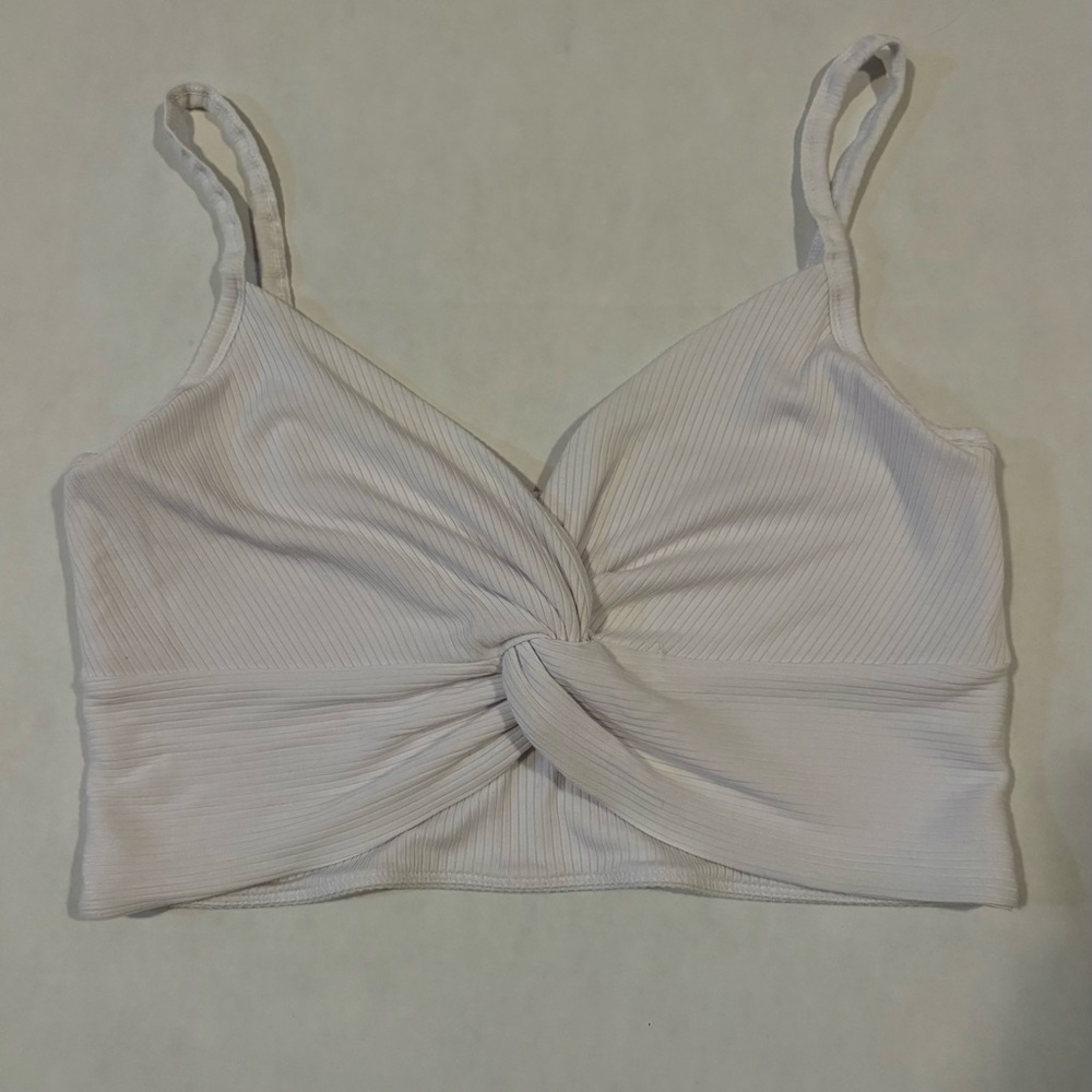Wilfred Aritzia White Twist Crop Tank Top
